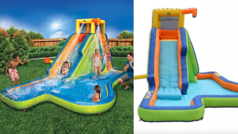 There's some serious splash action with this kids' inflatable water slide!