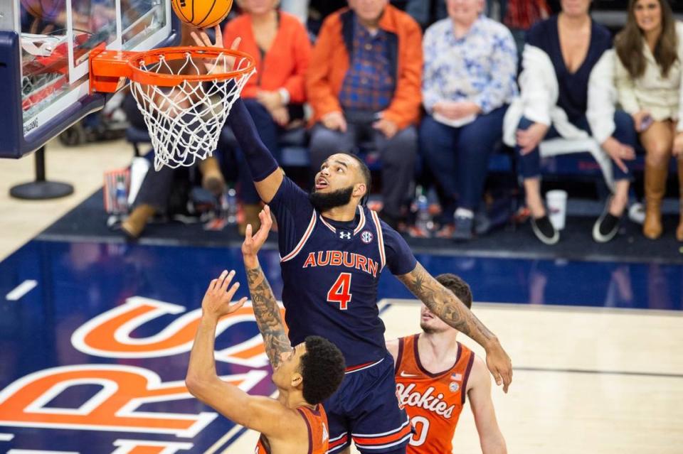 Former Morehead State star Johni Broome (4) leads Auburn in scoring (16 ppg), rebounding (8.6 rpg) and blocked shots (2.4 blocks a game).