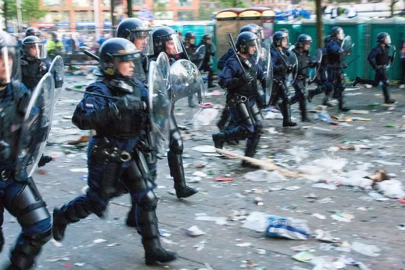 Rangers fans travelled to Manchester to watch their team's UEFA Cup final match against Zenit Saint Petersburg on big screens at locations around Manchester City Centre