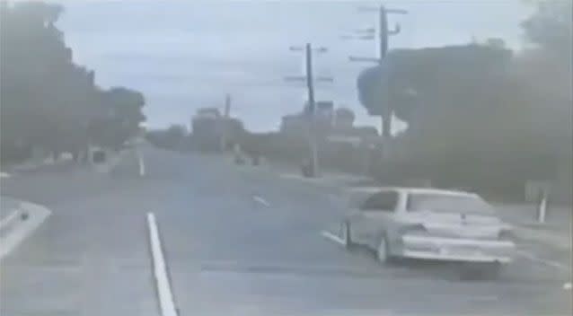 CCTV shows the Mitsubishi Lancer speeding through Delacombe. Source: Victoria Police