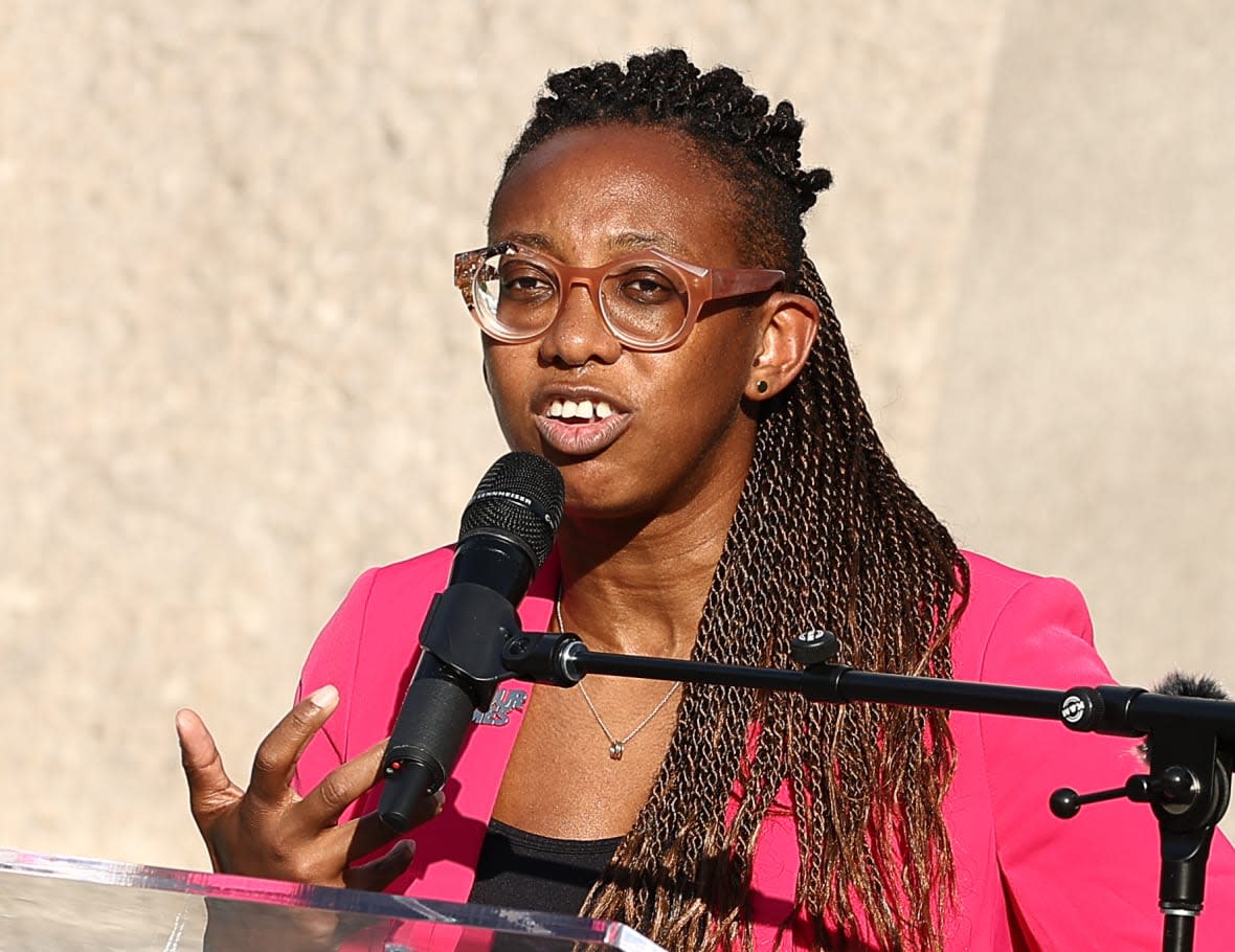 Executive Director of the Action Kelley Robinson attends Urban League Fights for You Rally on Civil Rights, Hate Crimes, Women’s Rights & Economic Justice on July 20, 2022 in Washington, DC. (Photo by Arturo Holmes/Getty Images for National Urban League)