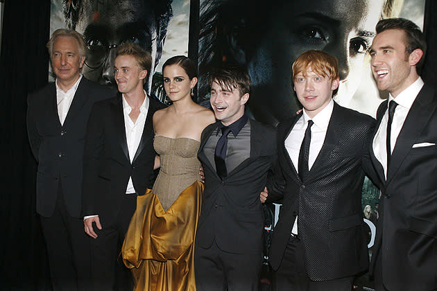 Alan Rickman, Emma Watson, Daniel Radcliffe, Rupert Grint (Bild: ddp)