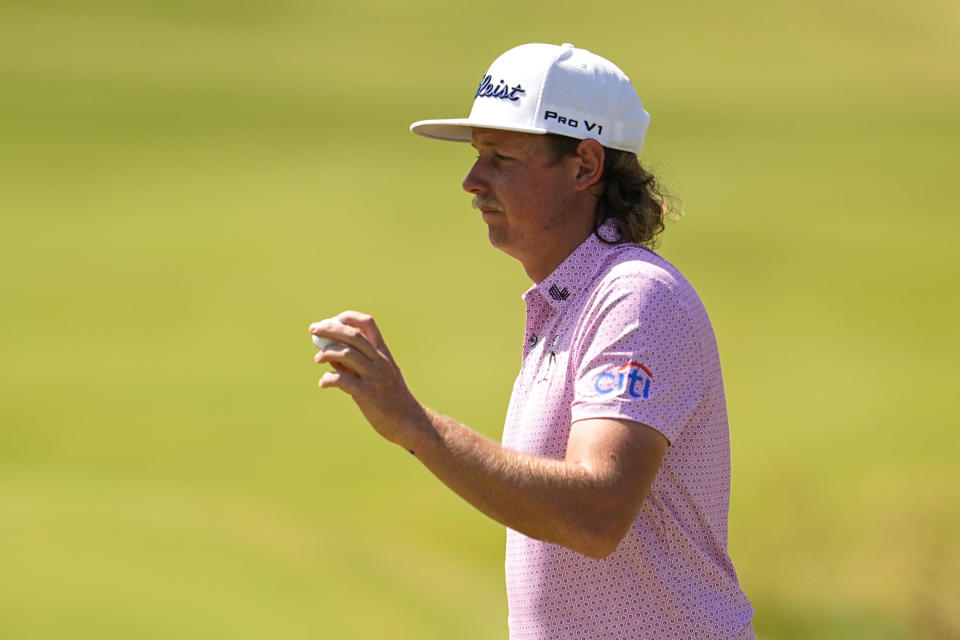 Cameron Smith waves after his putt on the eighth hole during the final round of the U.S. Open golf tournament at Los Angeles Country Club on Sunday, June 18, 2023, in Los Angeles. (AP Photo/George Walker IV)