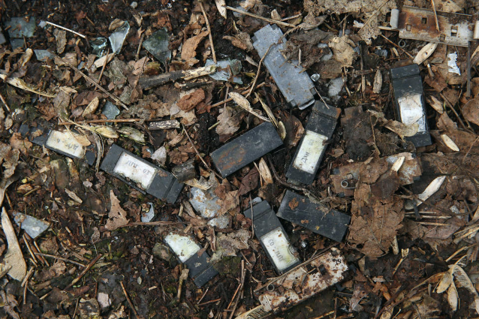 Dosimeters scattered on ground