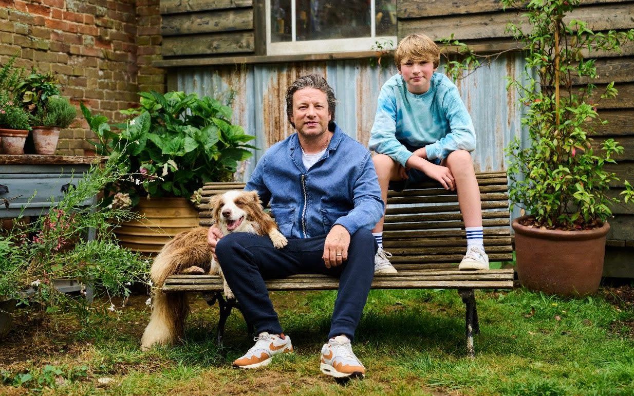 Jamie Oliver with his son Buddy, 13