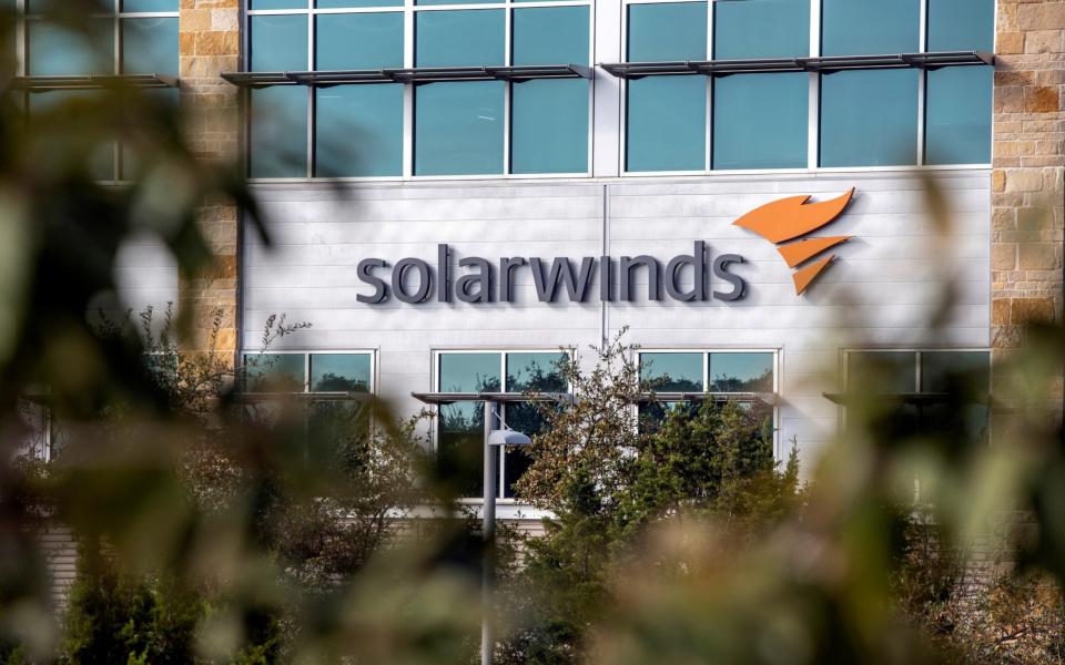 The SolarWinds logo is seen outside its headquarters in Austin, Texas, U.S., December 18, 2020 - Sergio Flores/Reuters