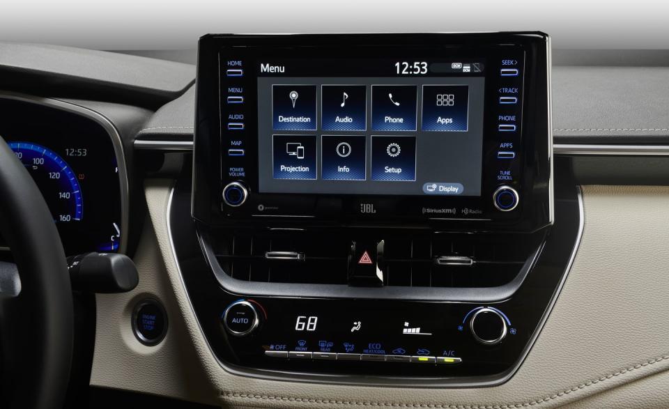 <p>The base L model has a 7.0-inch touchscreen display, but all other trims get an 8.0-inch touchscreen with Toyota's Entune infotainment system that includes Apple CarPlay (Android Auto is not on the menu, unfortunately).</p>