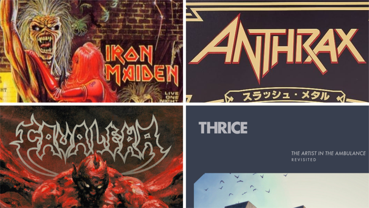  Iron Maiden, Anthrax, Cavalera and Thrice logos 