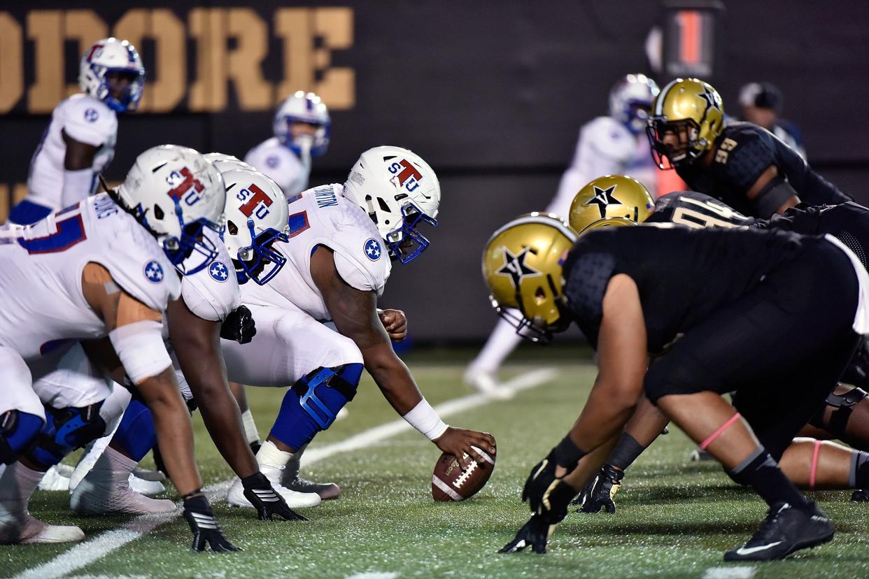 Tennessee State plays against Vanderbilt during the second half at Vanderbilt Stadium on October 22, 2016 in Nashville, Tennessee. (Photo by Frederick Breedon/Getty Images)