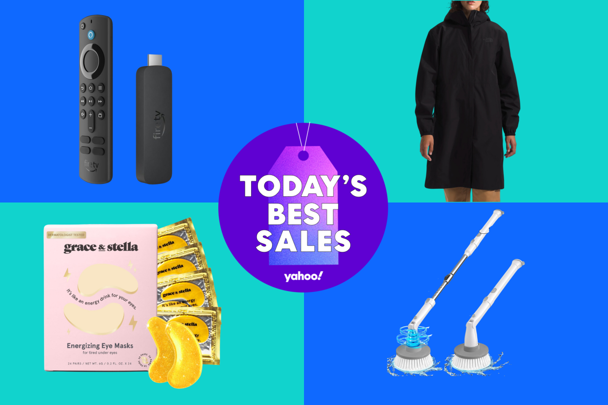 Amazon Fire TV Stick 4K, The North Face rain parka, Grace & Stella eye patches, kHelfer spinning scrub brush