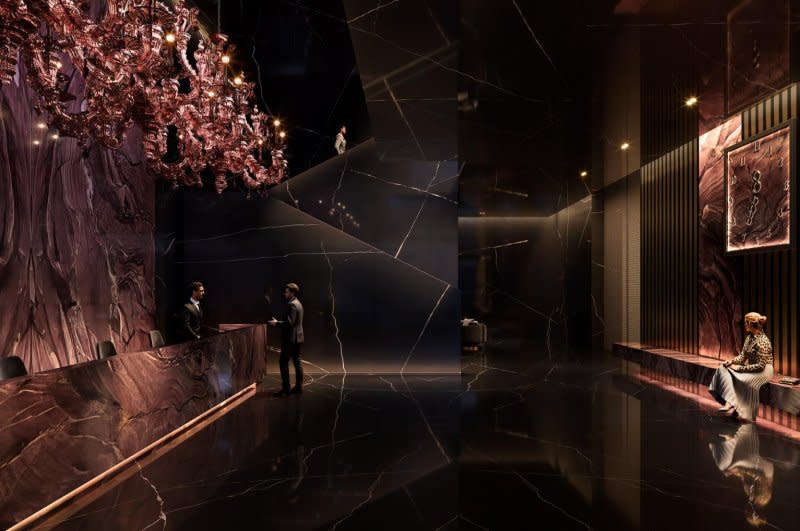 The Lobby at 888 Brickell by Dolce&Gabbana and JDS Development Group will feature black and burgundy marble. The Miami real estate project is the Italian fashion house's first in the United States. Image courtesy of JDS Development Group