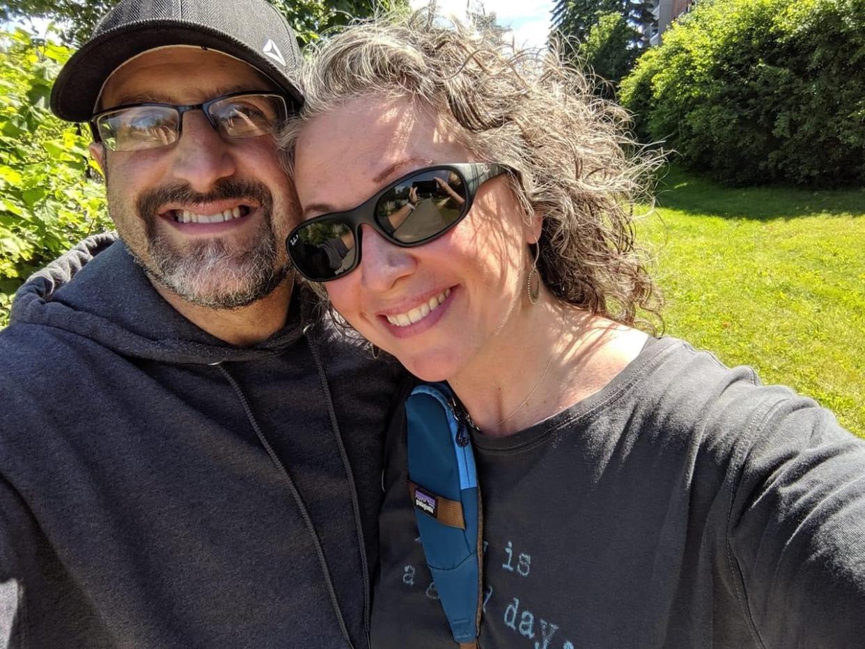 Franco Micucci and his wife Shirlene Byne are pictured here in an undated photo. Micucci and Byne were out for a walk in Westboro in April 2023 when Micucci was struck by a driver who fled the scene. Micucci died days later in hospital.  (Submitted by Nadya Byne - image credit)