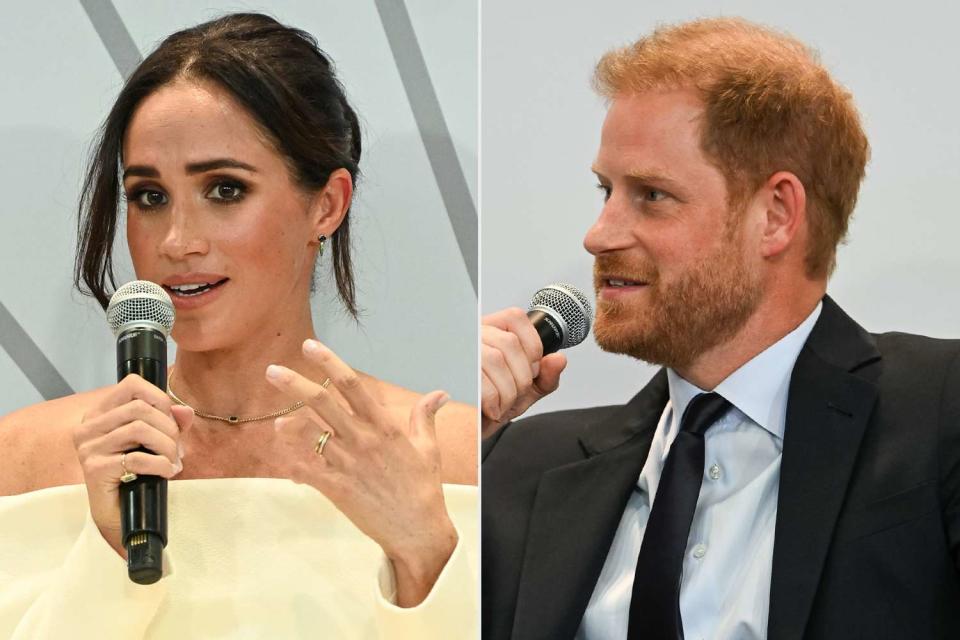 <p>Bryan Bedder/Getty</p> Meghan Markle and Prince Harry spoke onstage at ‘The Archewell Foundation Parents’ Summit: Mental Wellness in the Digital Age’ in New York City on October 10.