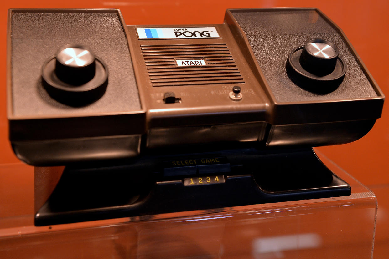 COLOGNE, GERMANY - AUGUST 14:  An Atari Super Pong retro games console is seen at the event and entertainment area at the 2014 Gamescom gaming trade fair on August 14, 2014 in Cologne, Germany. Gamescom is the world's largest gaming convention and this year includes over 600 exhibitors.  (Photo by Sascha Steinbach/Getty Images)