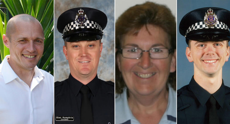 Senior Constable Kevin King, Constable Glen Humphris, Leading Senior Constable Lynette Taylor and Constable Joshua Prestney. Source: AAP