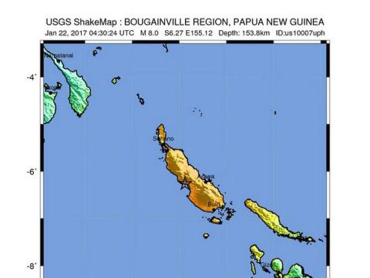 The earthquake struck the island of Bourgainville at 4:30am local time: EPA