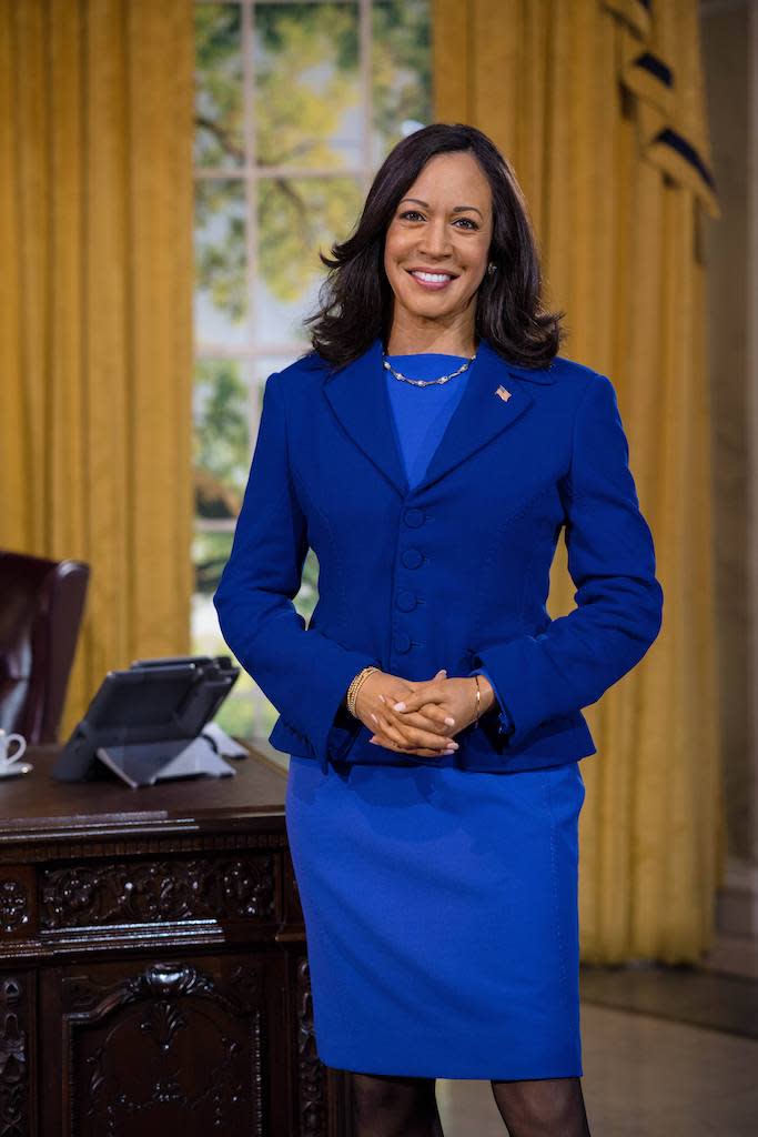 Vice President Kamala Harris immortalized as wax figures at Madame Tussauds in New York on Jan. 17, 2022. - Credit: Madame Tussauds New York/MEGA