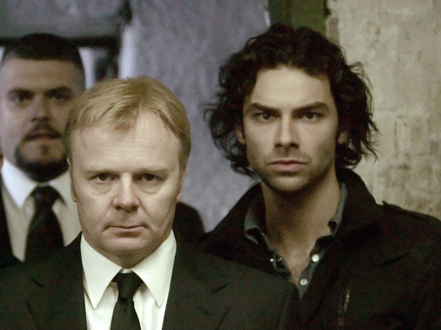 **THIS IMAGE IS UNDER STRICT EMBARGO UNTIL 00:01HRS TUESDAY 24th FEBRUARY 2009** Picture shows: Herrick (Jason Watkins), Mitchell (Aidan Turner) - Assorted Vampires [all extras]. TX: BBC THREE, Sunday TBC