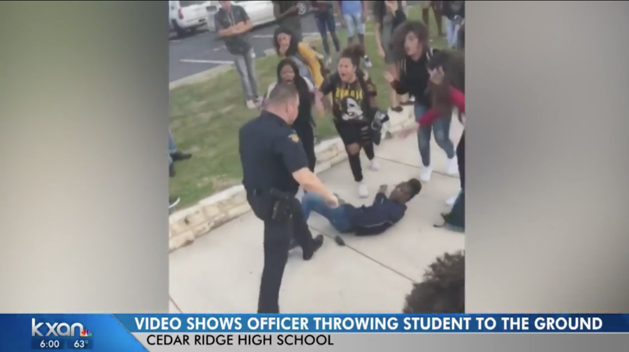 A police officer in Texas is under investigation after he allegedly threw a teenage girl to the ground at her high school. (Photo: KXAN)