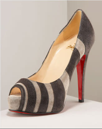 Christian Louboutin Bicho Striped Suede Pump - $865.00