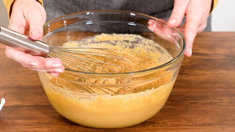 Spiced cake batter in bowl