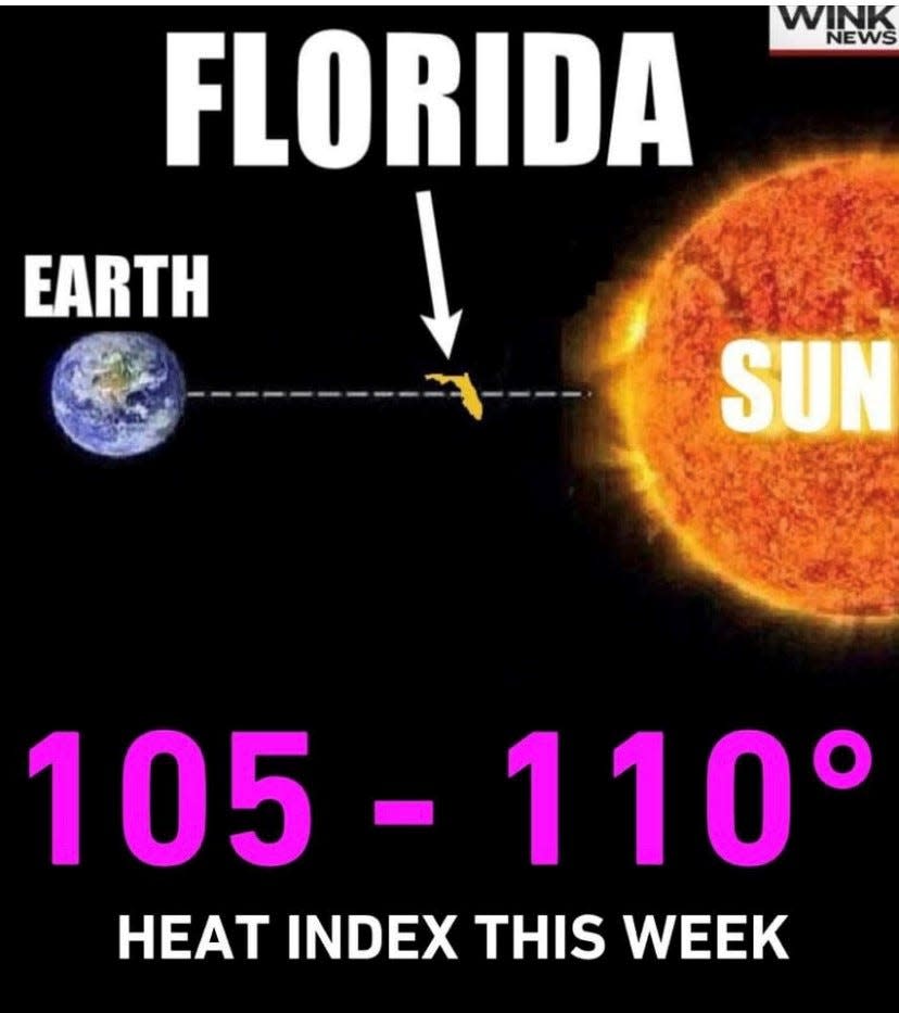 Memes like this one posted to social media sites is an attempt to deal with the extreme heat Floridians have been dealing with in a humorous way.