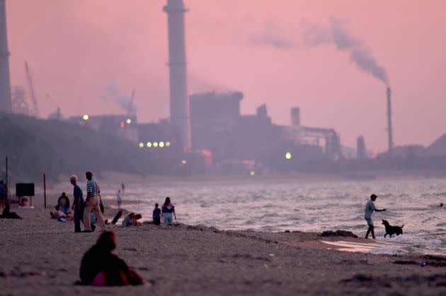 Gary's steel mill as seen from the beach at Indiana Dunes State Park.