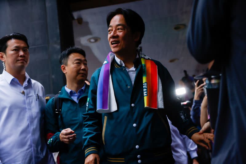 Vice President Lai Ching-te arrives during the annual Taiwan's Pride parade in Taipei,