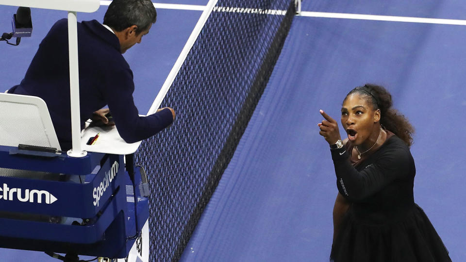 Serena Williams, pictured here arguing with Carlos Ramos.