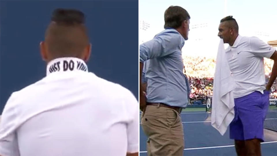 Nick Kyrgios was involved in a pre-match argument with US Open officials.