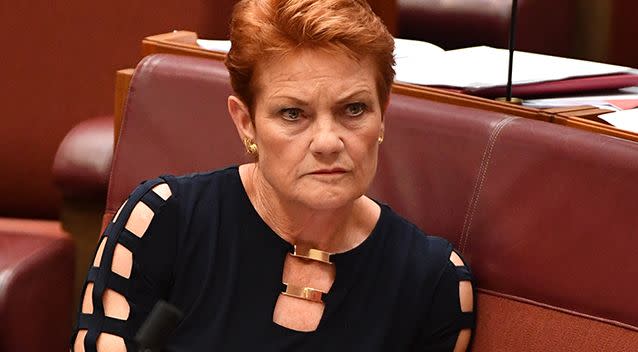 One Nation senator Pauline Hanson found herself in a twist after likening moves to push parents to vaccinate to dictatorship. Photo: AAP