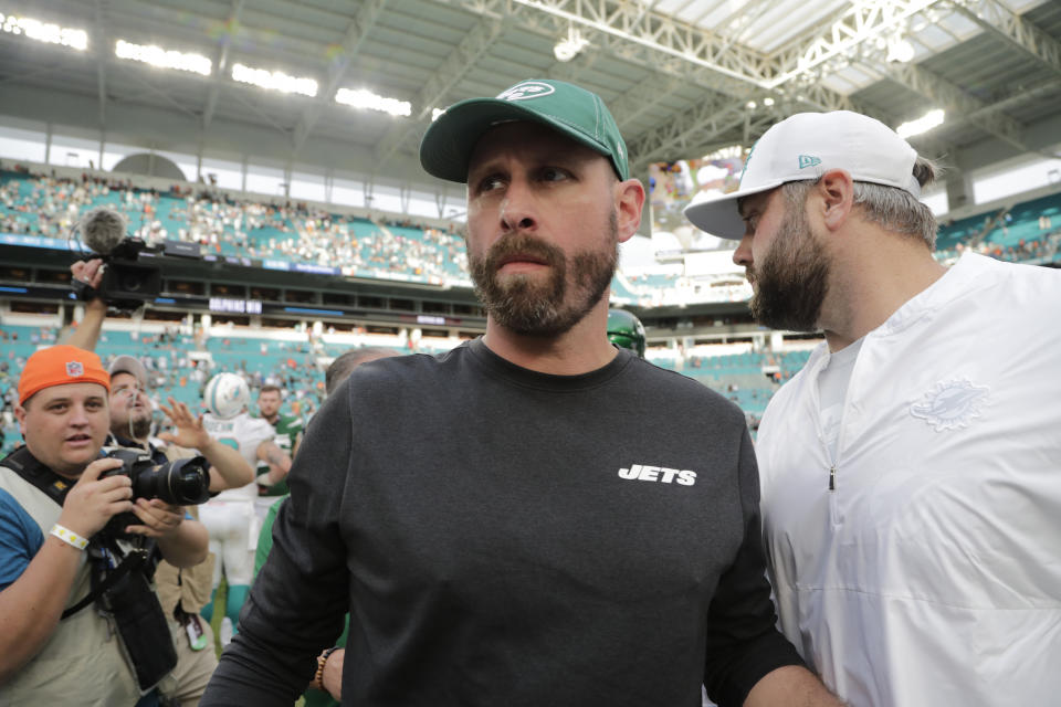 A group New York Jets fans are ready to see head coach Adam Gase go just eight games into his tenure. (AP Photo/Lynne Sladky)