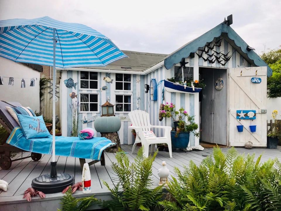 Pat Crook, from Ilkley, West Yorkshire, recreated a beach hut to provide soothing surroundings for her father, who suffers from dementia.