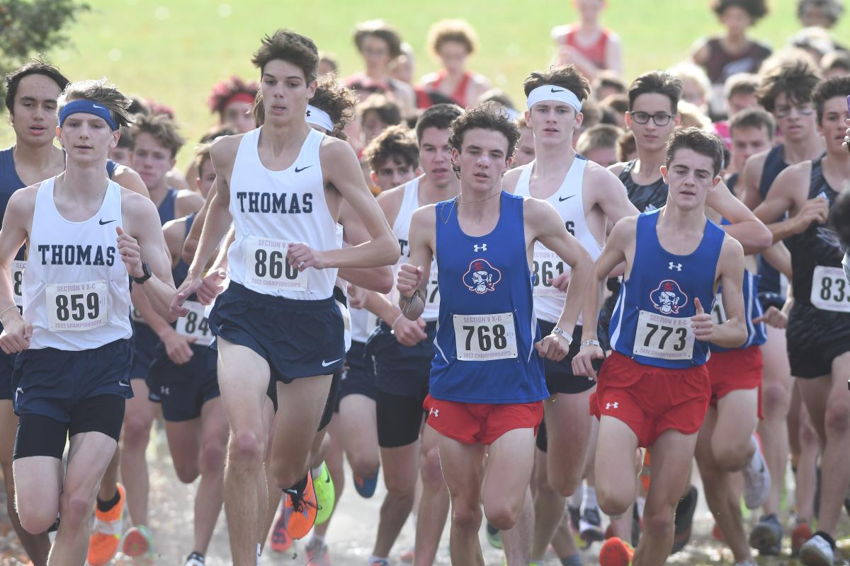 Section V cross country championships Fairport boys, Sutherland girls