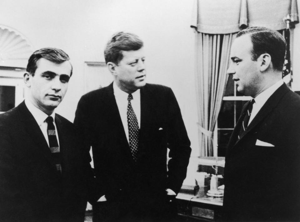 1962: Rupert Murdoch (right) with U.S. President John F. Kennedy (1917 - 1963) at the White House: (Getty Images)