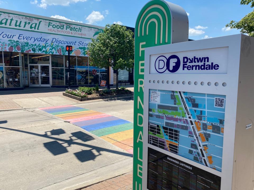 A rainbow crosswalk in Ferndale, MI