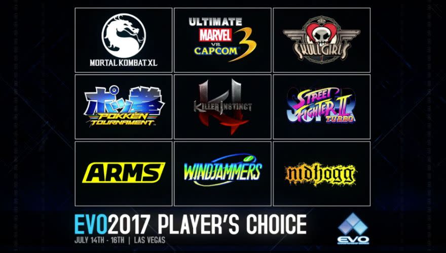 Players could donate to vote for their game of choice. (Evo)