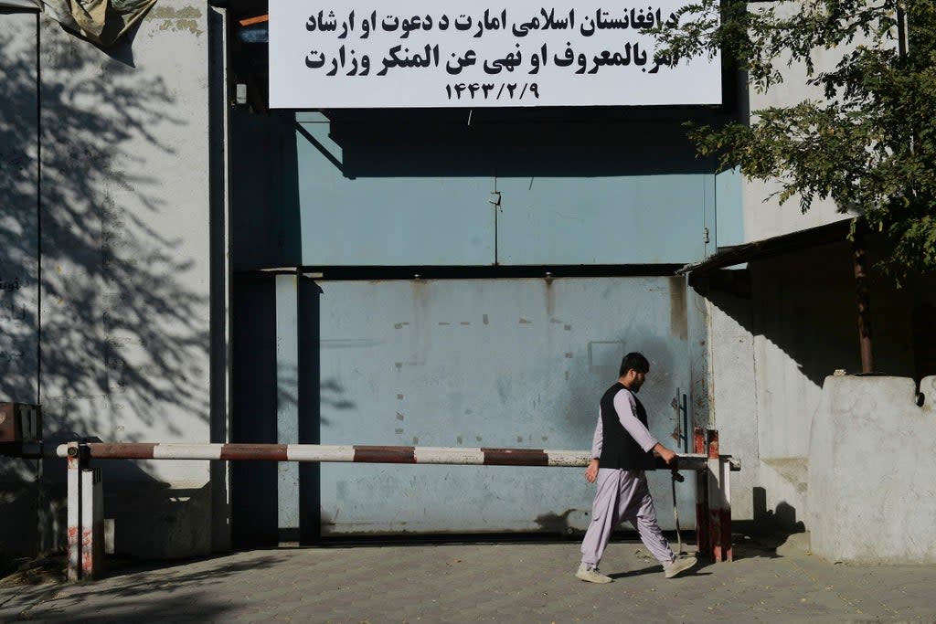 The entrance to the ministry for the ‘promotion of virtue and prevention of vice’ in Kabul (AFP via Getty)