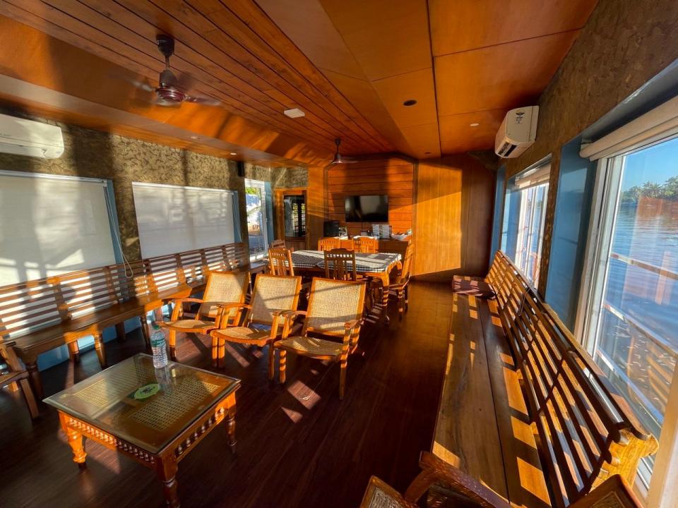 Interior of houseboat at sun