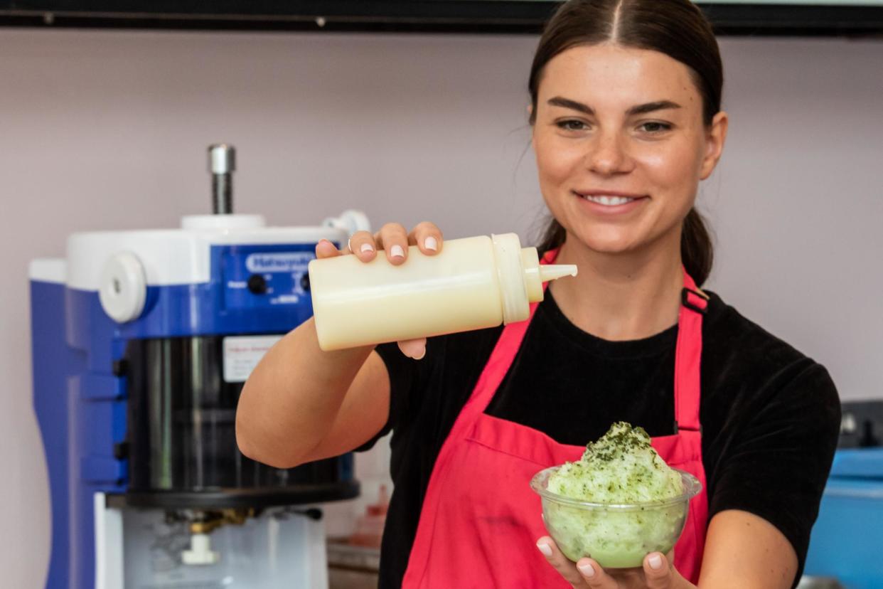 Let it snow: Alexandra Pavlova with a bowl of dairy-free, low-calorie kakigori: (Alex Lentati)