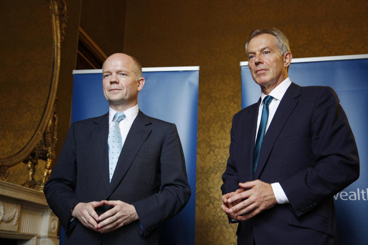 Lord William Hague (left) and Sir Tony Blair urge the Government to ‘work with the European Union’ to develop a model of regulation aligned with US standards (Foreign and Commonwealth Office/PA) (PA Media)