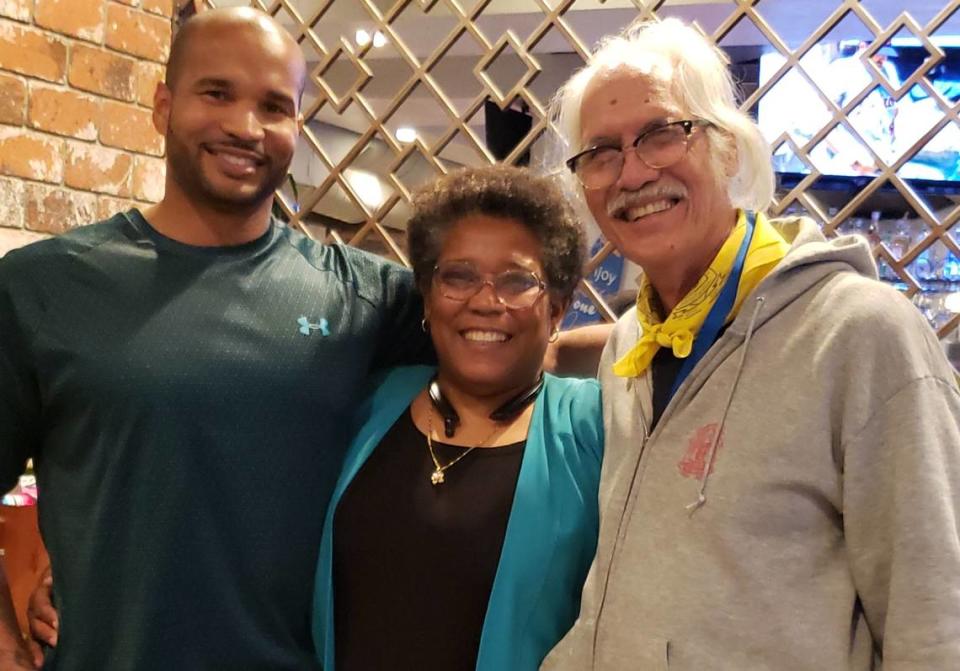 Lt. Col. (ret.) Marcella Hayes Ng (center) went on to serve a full military career and raise a family. In 1999, while she was commanding the 49th Transportation Battalion at Fort Hood, Texas, a young Black female pilot came to her for help, because she was facing some of the same challenges Ng had 20 years before. Ng, whose own flying career was cut short, was able to help the younger pilot.