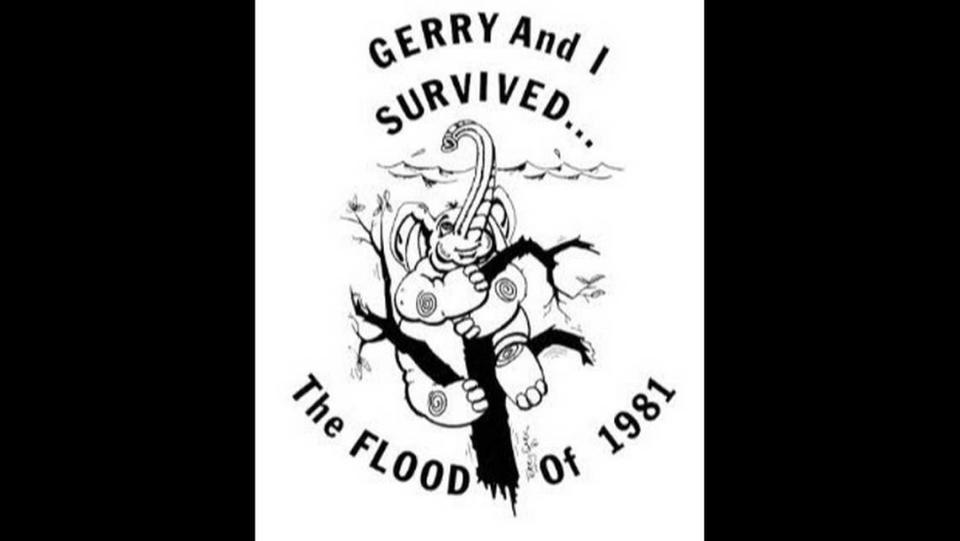 A 1981 T-shirt celebrated Gerry II, now Sissy, the Gainesville zoo elephant who survived a flood by treading water.