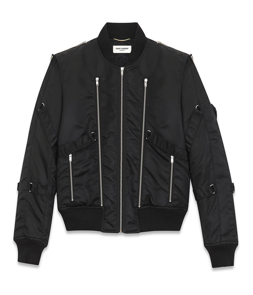 Saint Laurent Bomber Jacket with Zips in Black, $2,890, ysl.com