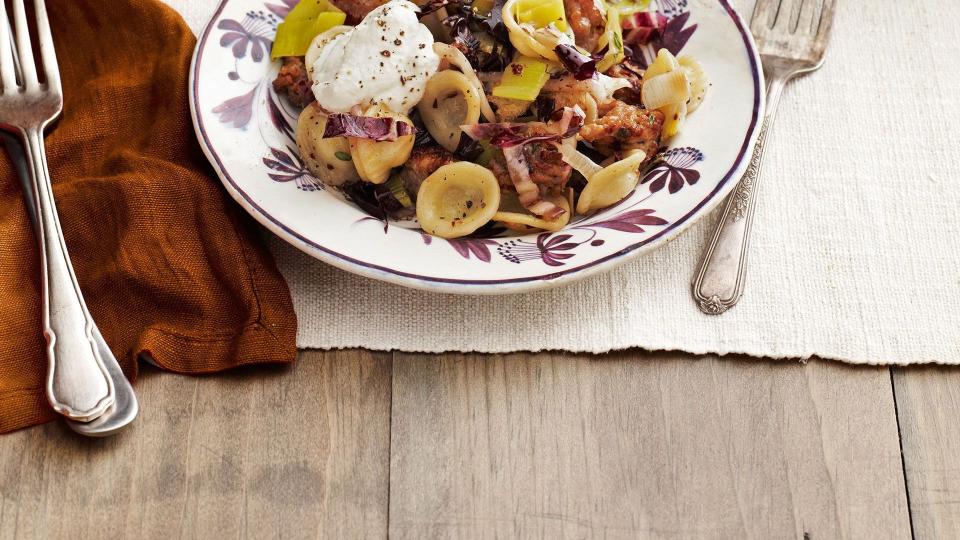 pasta with sausage and radicchio