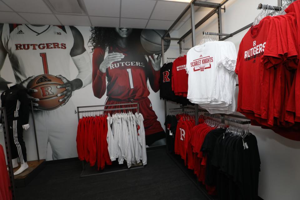The Rutgers souvenir store located in the RWJBarnabas Health Athletic Performance Center on the Rutgers Piscataway campus.
