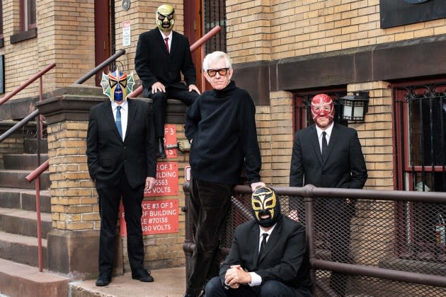 Nick Lowe and Los Straitjackets will release the new album 'Indoor Safari' in September. - Credit: Bobby Fisher