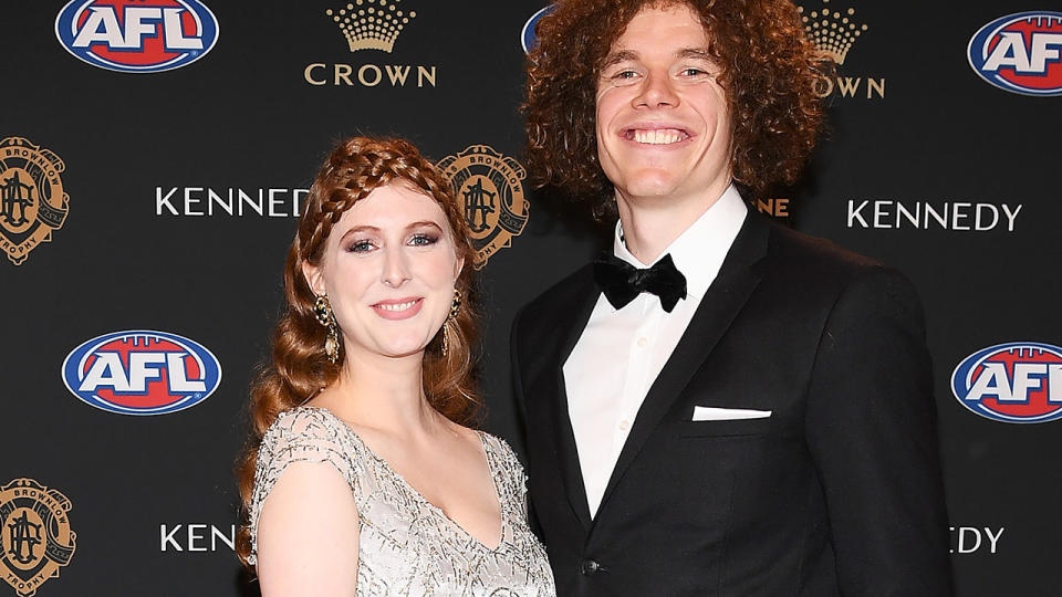Ben Brown and Hester Brown are pictured at the 2019 Brownlow Medal.