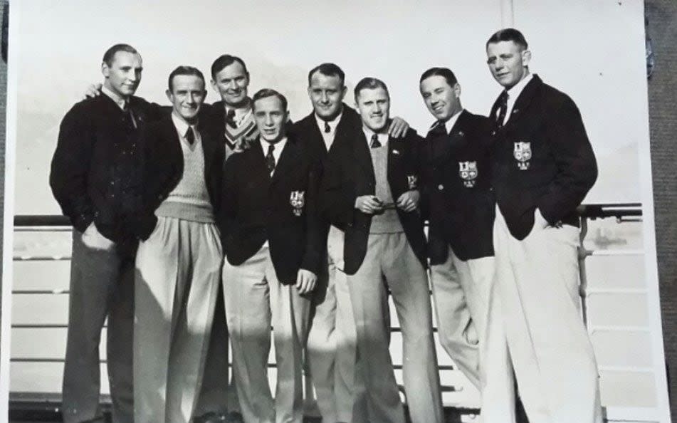 Paddy Mayne (left) alongside Lions team-mates in South Africa including George Cromey (fourth left) - George Cromey family collection