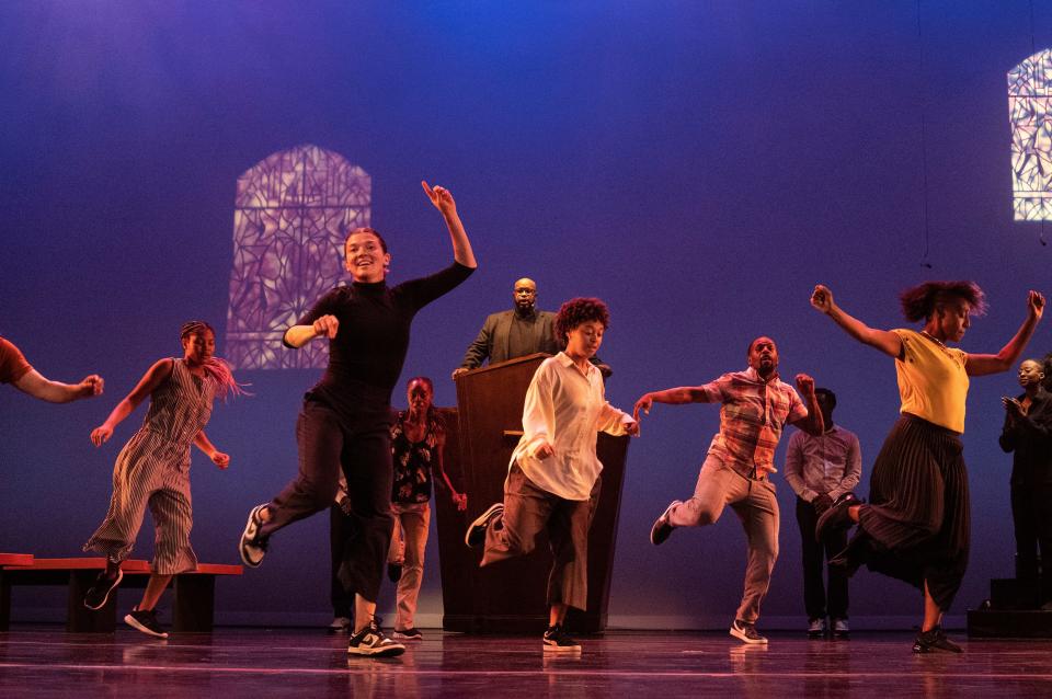 A scene from Rennie Harris’s “Lifted: A Gospel House Musical,” at the Joyce Theater in New York in August.